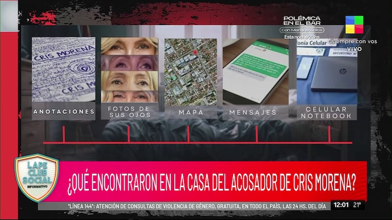 Lo que encontraron en la casa del acosador de Cris Morena (Foto: captura de América).