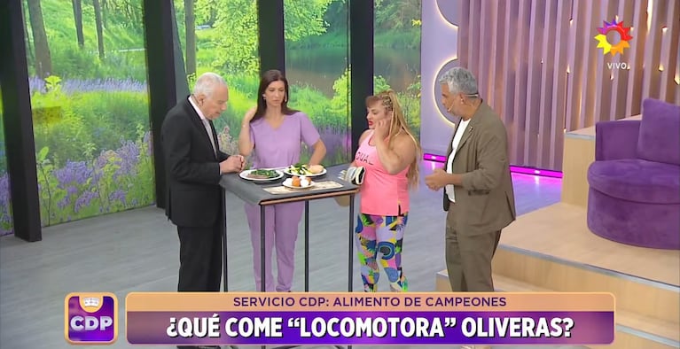 Locomotora Oliveras en Cuestión de Peso. Foto: captura eltrece