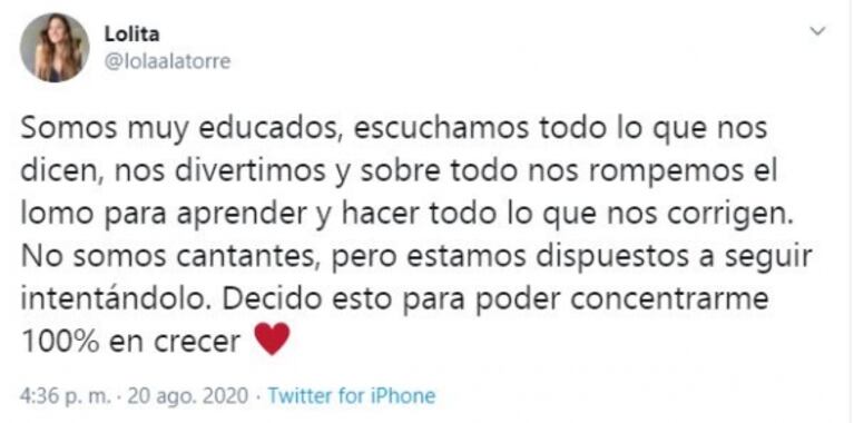 Lola Latorre contó que cierra su Twitter por una profunda razón: "Es doloroso recibir comentarios violentos"