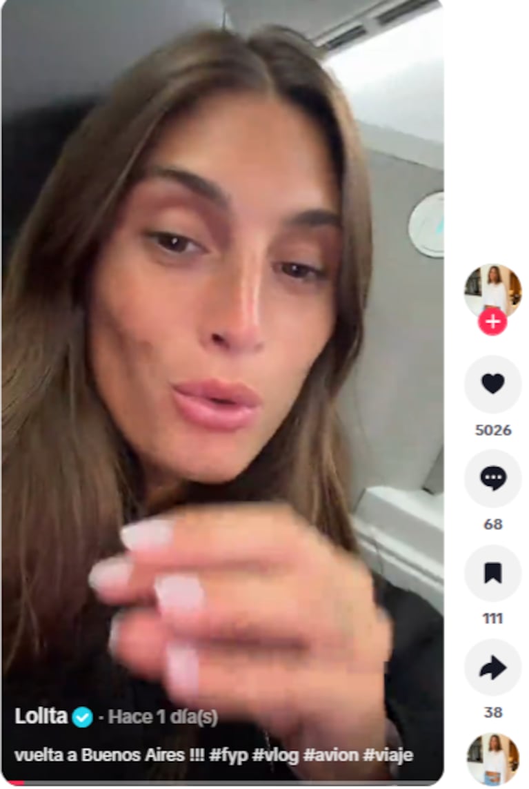 Lola Latorre habló de su regreso a la Argentina tras dos meses en Miami.
Fuente: TikTok @Lolita