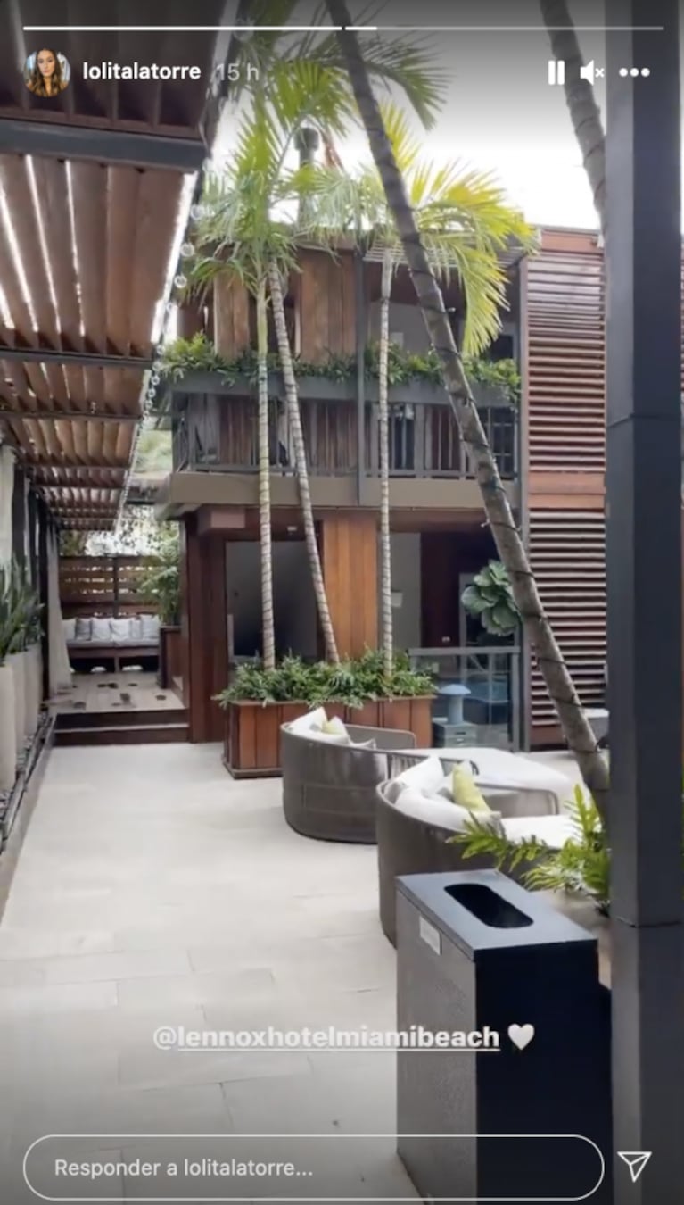 Lola Latorre mostró dónde se hospeda en Miami, tras el escándalo por la vacunación de su abuela: piscina y sala de estar al aire libre