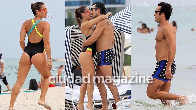 Lola Ponce y Aarón Díaz en un día de playa en Miami (Fotos: Grosby Group).