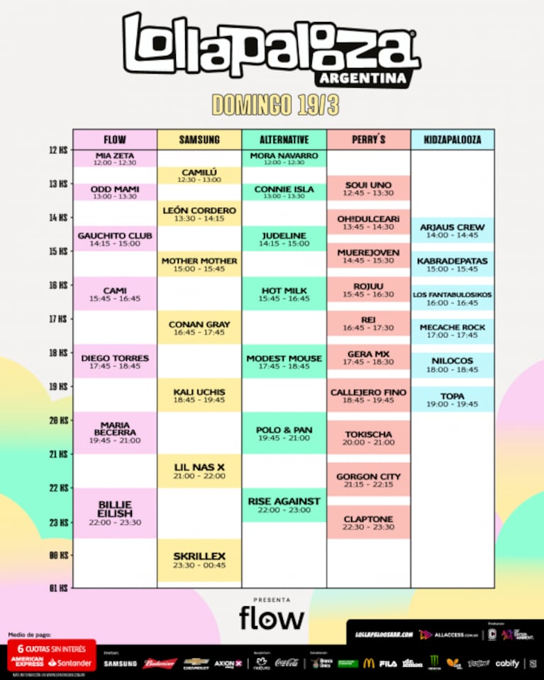 Lollapalooza Argentina confirmó la grilla de horarios: cómo llegar, accesos y qué hay que saber antes de ir 