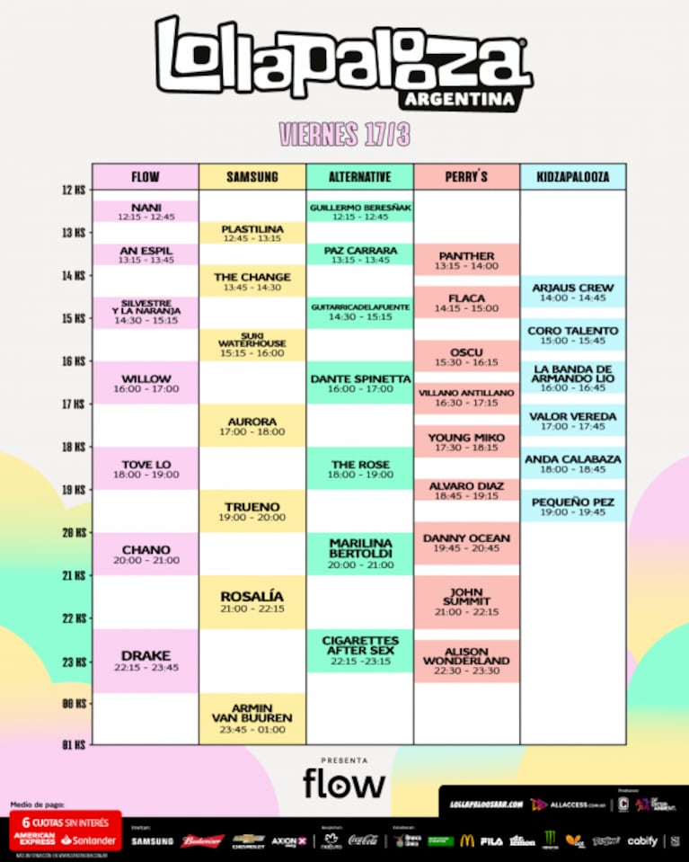 Lollapalooza Argentina confirmó la grilla de horarios: cómo llegar, accesos y qué hay que saber antes de ir 