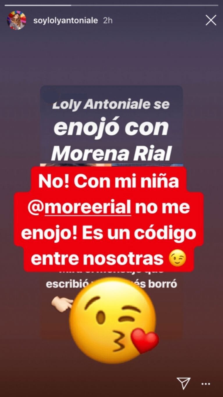 Loly Antoniale explicó un malentendido público con Morena Rial en las redes: "Con mi niña no me enojo"
