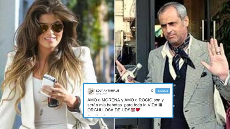 Loly Antoniale y su tweet para las hijas de Rial. Fotos: Web y Twitter.