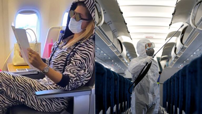 Loly usó barbijo en el vuelo para sentirse más segura.