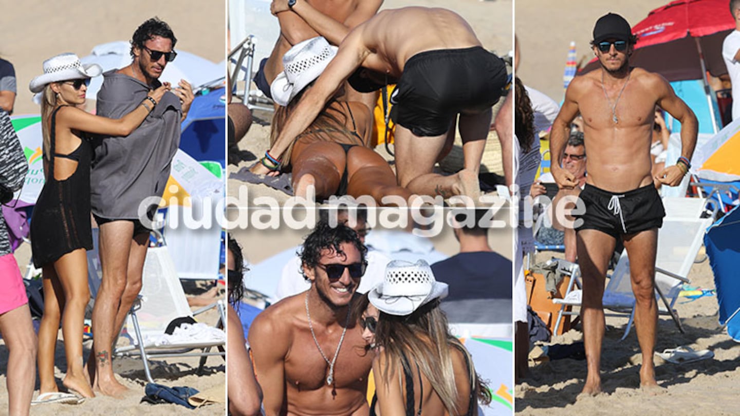 ¡Lomazos al sol! Pampita y Pico Mónaco, mimos frente al mar en las playas de Punta del Este. (Foto: GM Press)