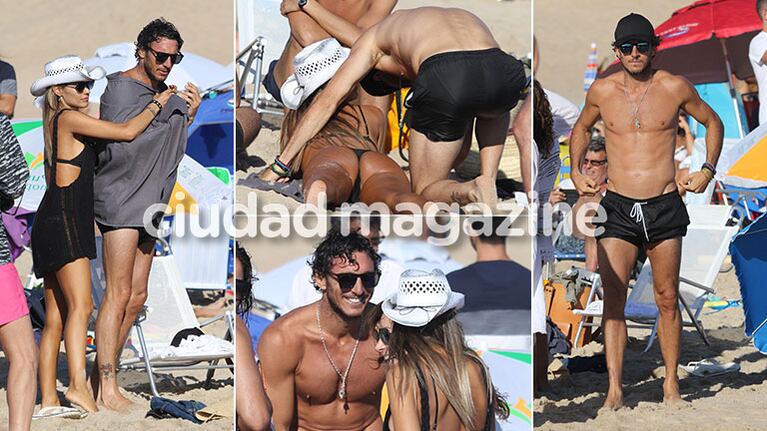 ¡Lomazos al sol! Pampita y Pico Mónaco, mimos frente al mar en las playas de Punta del Este. (Foto: GM Press)