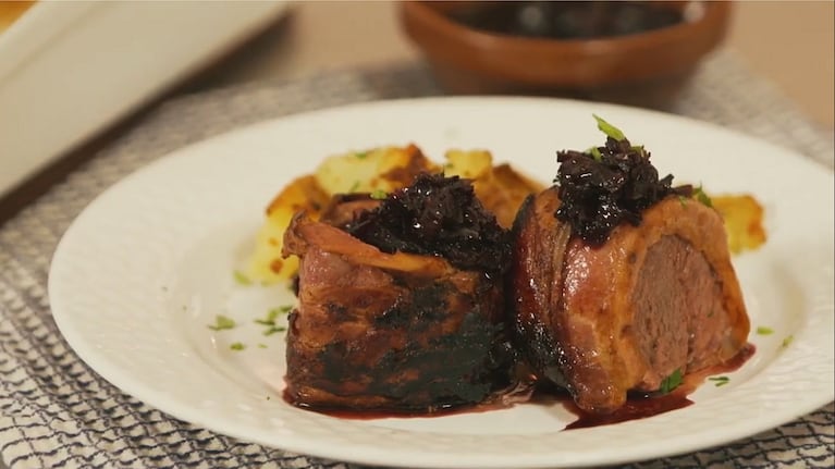 Lomo envuelto en panceta, receta