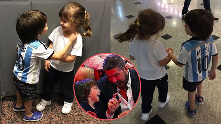 Lorenzo Tinelli en una divertida tarde con su "novia" y su famoso papá. 