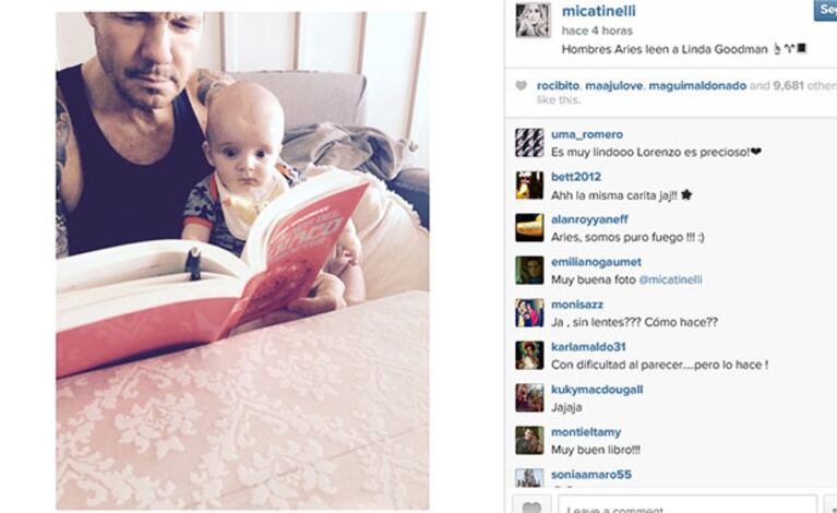 Lorenzo Tinelli y Marcelo Tinelli, ávidos lectores. (Foto: Instagram.com/micatinelli)