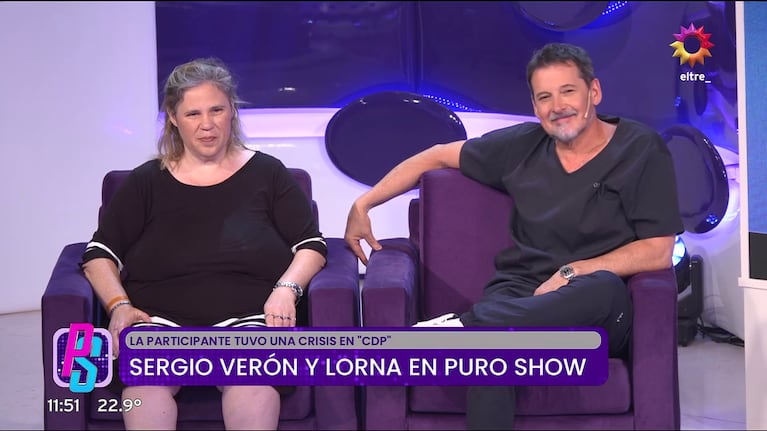 Lorna y Sergio Verón en Puro Show (Foto: captura de eltrece).