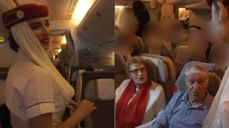 Los abuelos de esta azafata se suben a un avión para ver a su nieta sin saber que ella es quien les atiende