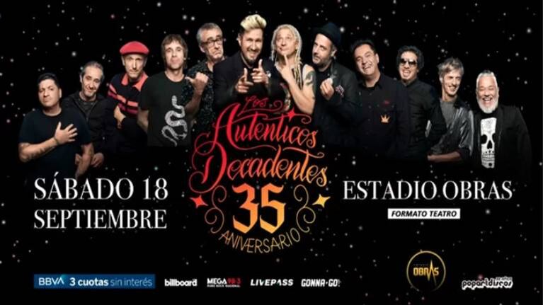 Los Auténticos Decadentes suman una nueva fecha en Obras para celebrar sus 35 años
