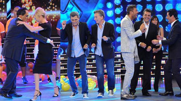 Los candidatos a presidente en ShowMatch (Fotos: Ideas del Sur). 