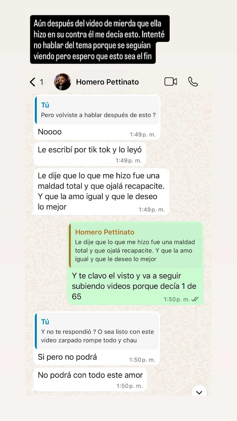Los chats de Tamara Pettinato con Homero sobre "La Reini" Gonet (Foto: Instagram)