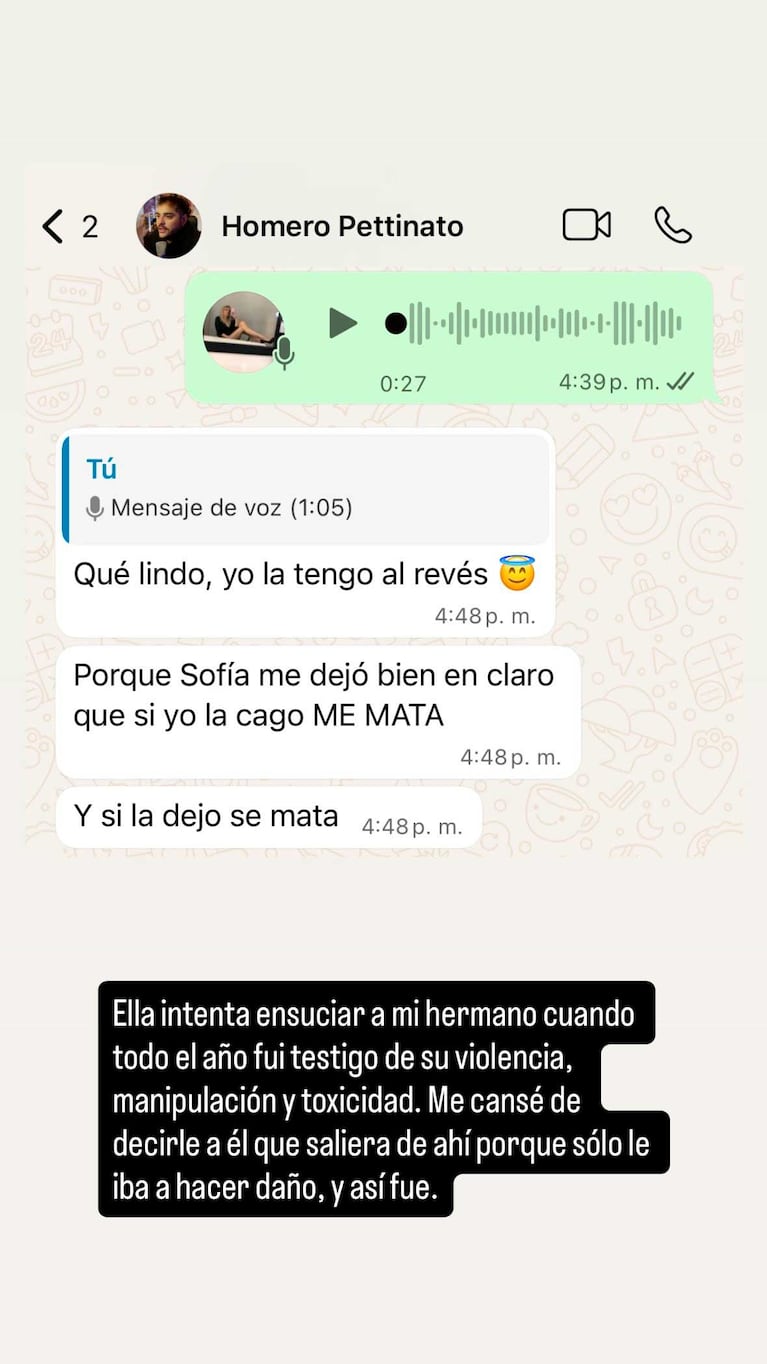 Los chats de Tamara Pettinato con Homero sobre "La Reini" Gonet (Foto: Instagram)