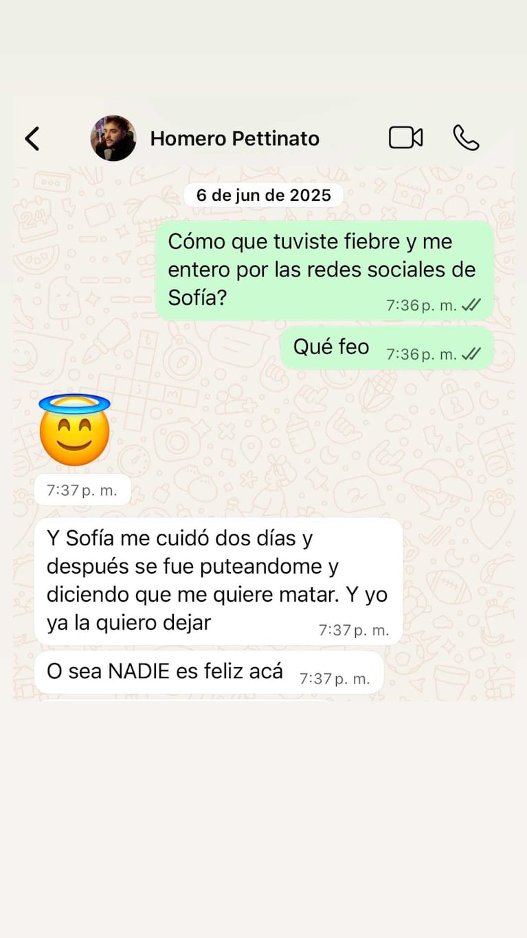 Los chats de Tamara Pettinato con Homero sobre "La Reini" Gonet (Foto: Instagram)