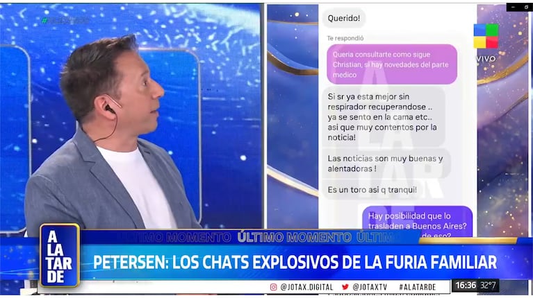 Los chats de un familiar de Christian Petersen. Captura: A la tarde / América