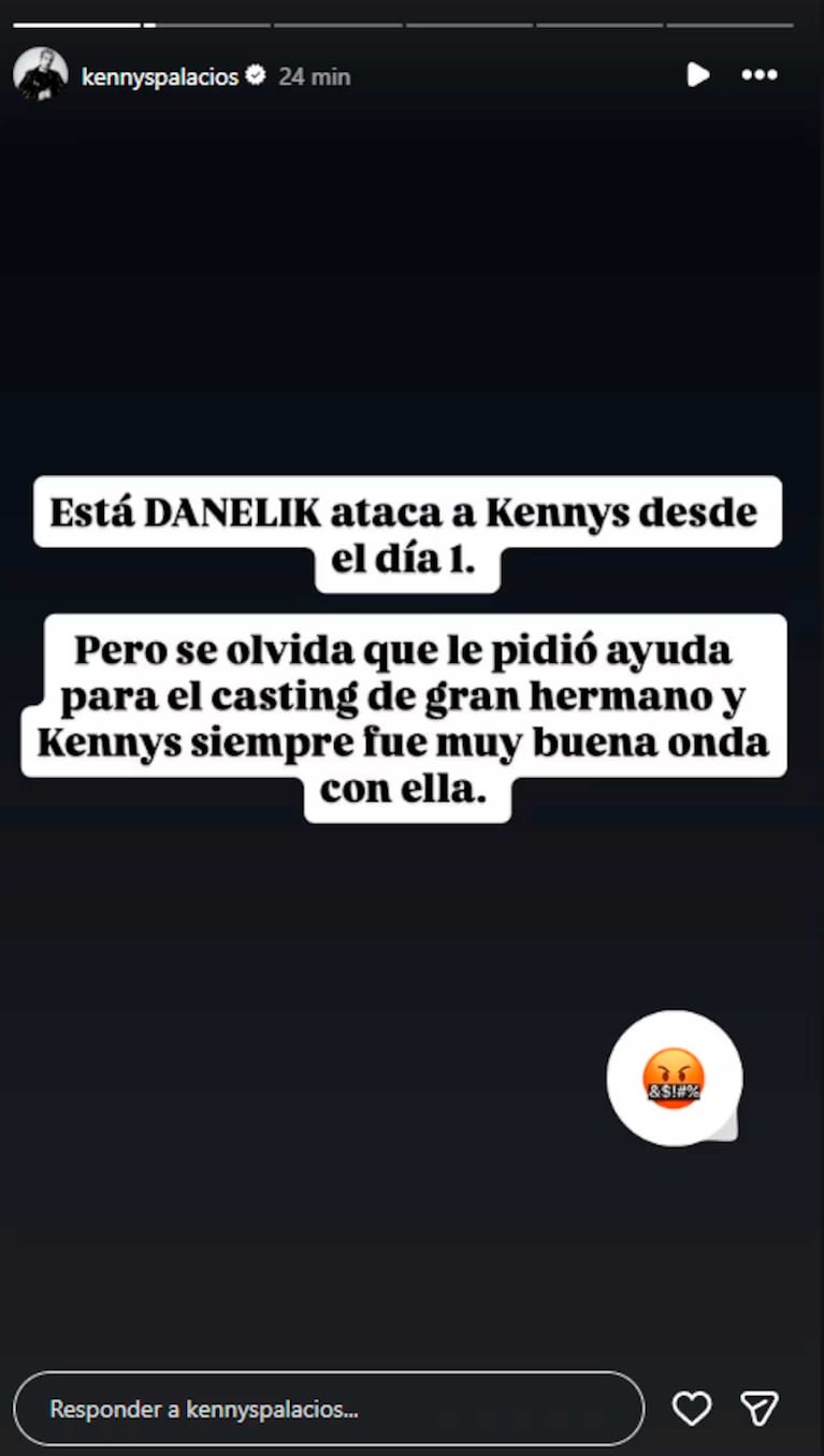 Los chats entre Danelik y Kennys Palacios previos a Gran Hermano (Foto: captura Instagram @kennyspalacios)