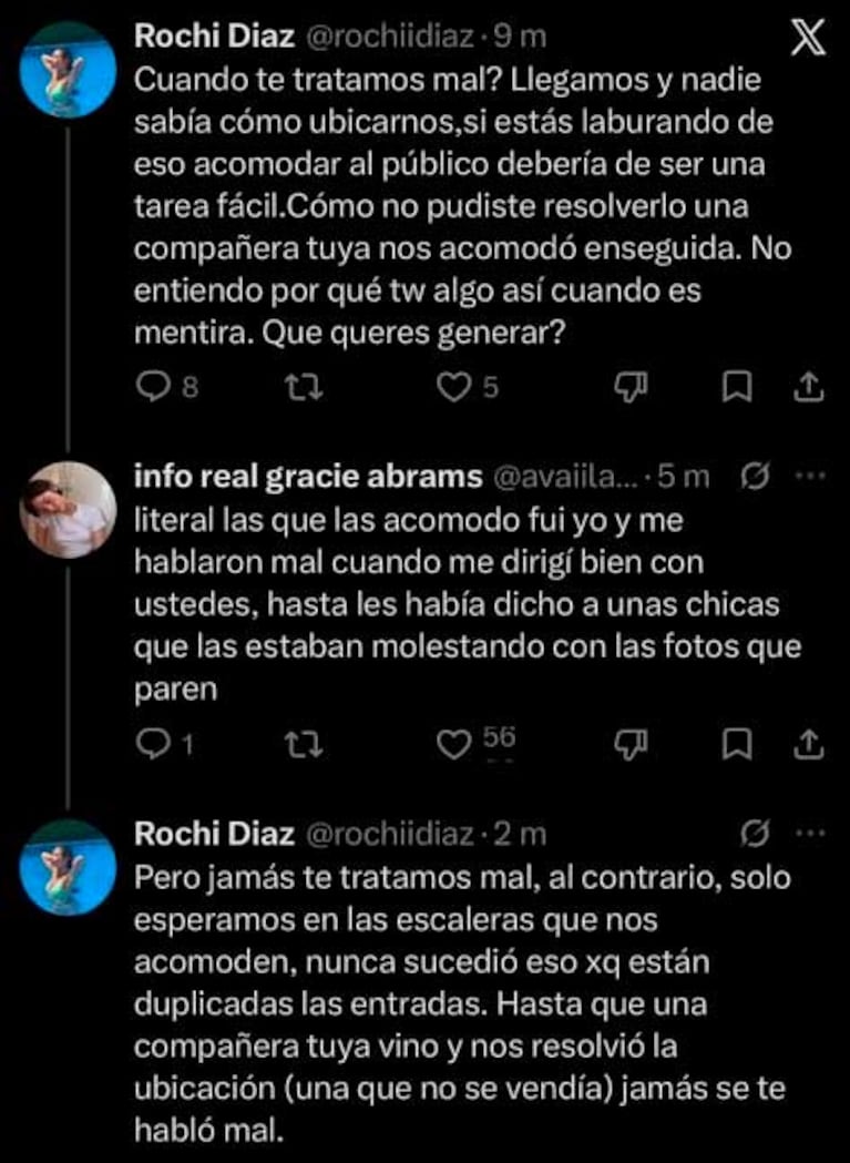 Los chats entre la productora de Lali y la mánager de juli Poggiop y La Reini (Fotos: X.com / @avaiilable94)