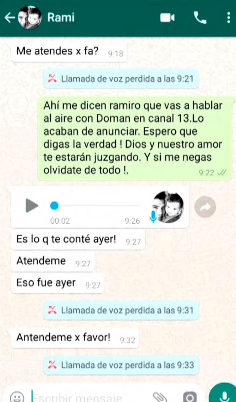 Los chats que llevaron a Florencia Peña a confesar que tiene una "relación abierta" con Ramiro Ponce de León