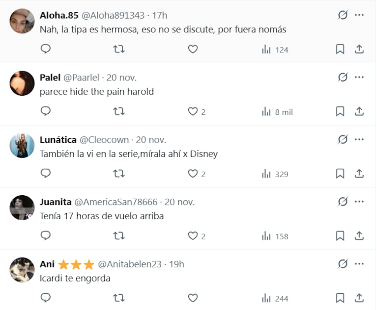 Los comentarios a la China Suárez por la comparación de la foto con maquillaje con una con una fan al natural (Foto: X).