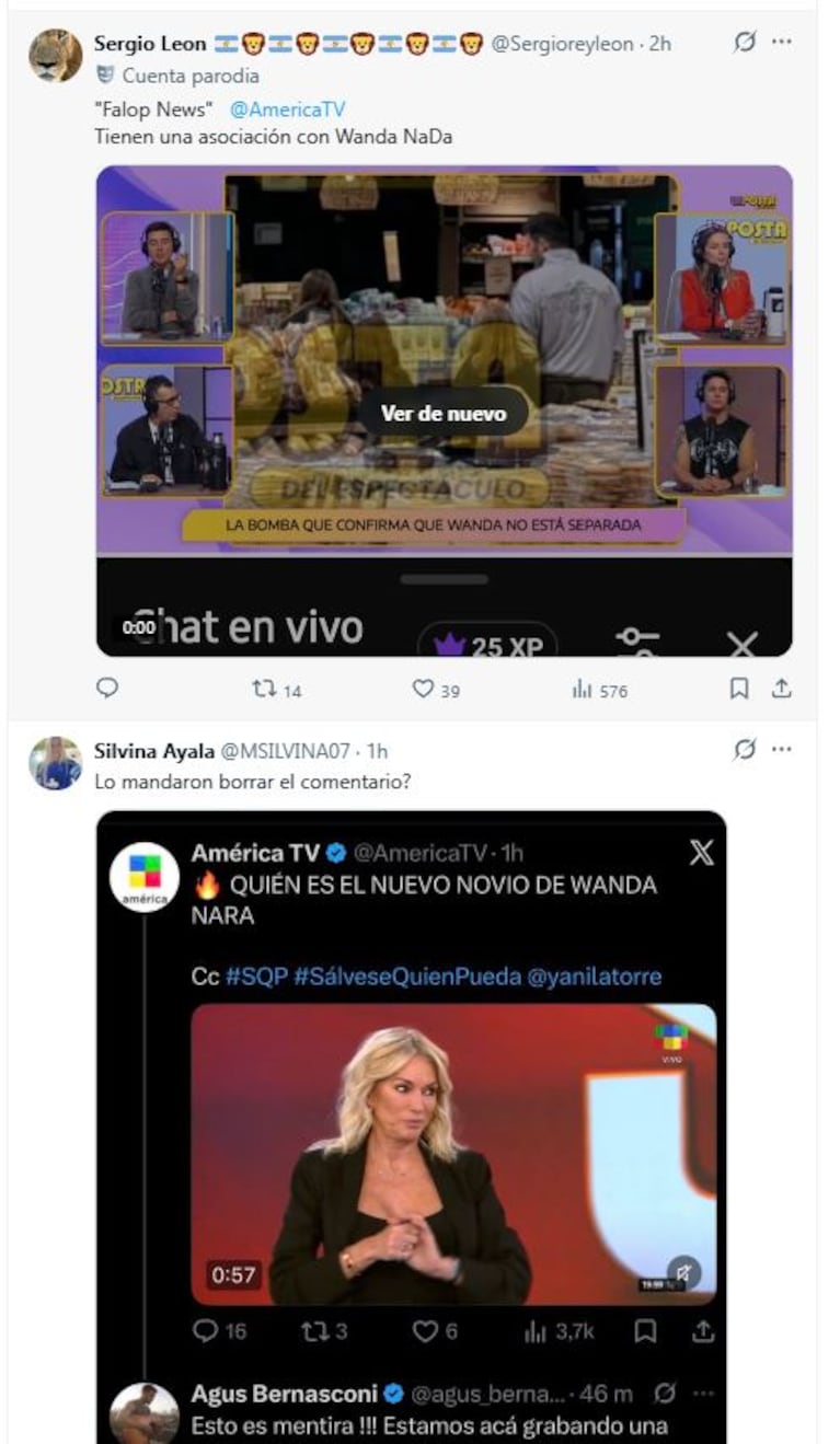 Los comentarios de los usuarios de X, luego de que Agustín Bernasconi borrara su tweet negando el romance con Wanda Nara (Foto: captura X.com)