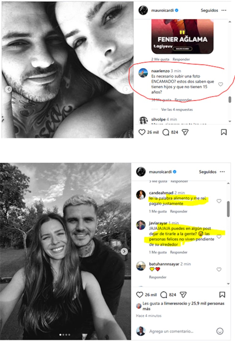 Los comentarios negativos que Mauro Icardi borró