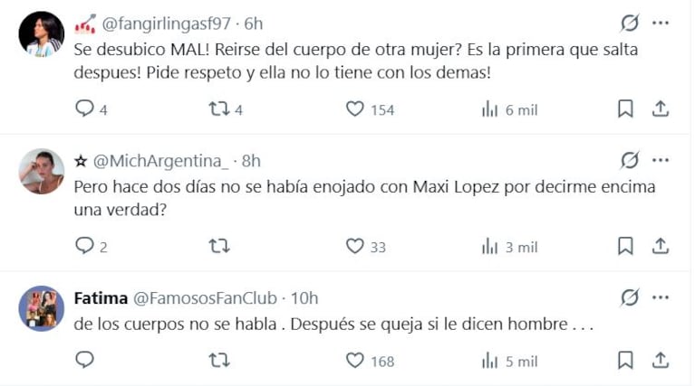 Los comentarios por los dichos de Flor de la Ve sobre el cuerpo de Tini Stoessel y Luciano Castro en SEX (Foto: X)