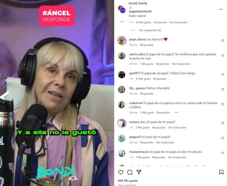 Los comentarios que recibió Dalma Maradona (Foto: captura web).