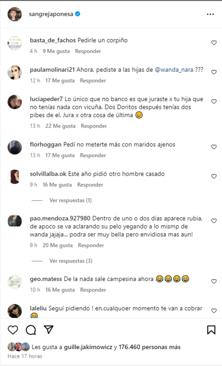 Los comentarios sobre el posteo navideño de China Suárez.