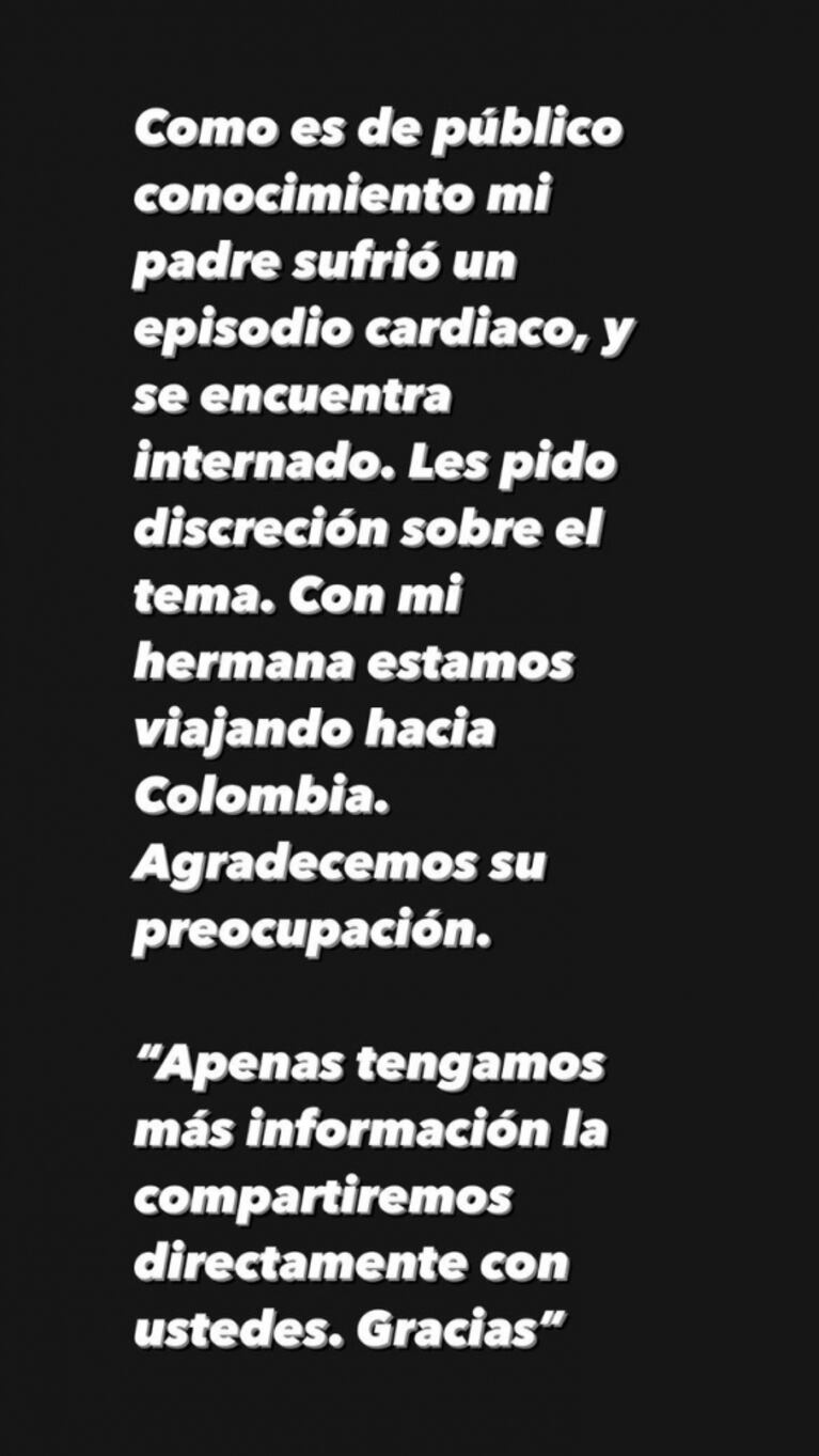 Los conmovedores mensajes de More Rial en medio de la internación de Jorge Rial: "Te amamos, papi"