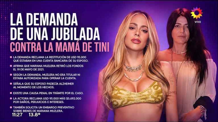 Los detalles de la demanda contra la mamá de Tini Stoessel.