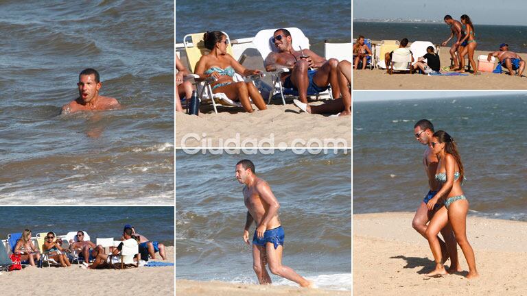 Los días al sol de Tevez y su mujer en las playas de Punta. (Foto: MSnews)