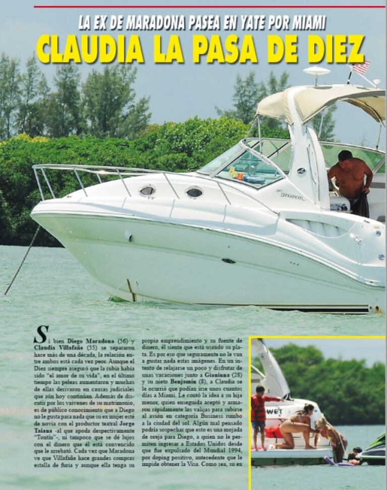 Los días de Gianinna Maradona junto a Claudia Villafañe y Benja Agüero en Miami: paseos en yate y diversión en el mar 