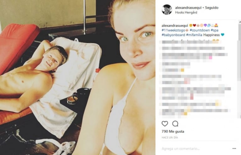 Los días de relax hotelero de La Sueca Larsson, embarazada de siete meses: "Bebé a bordo; mi familia" 