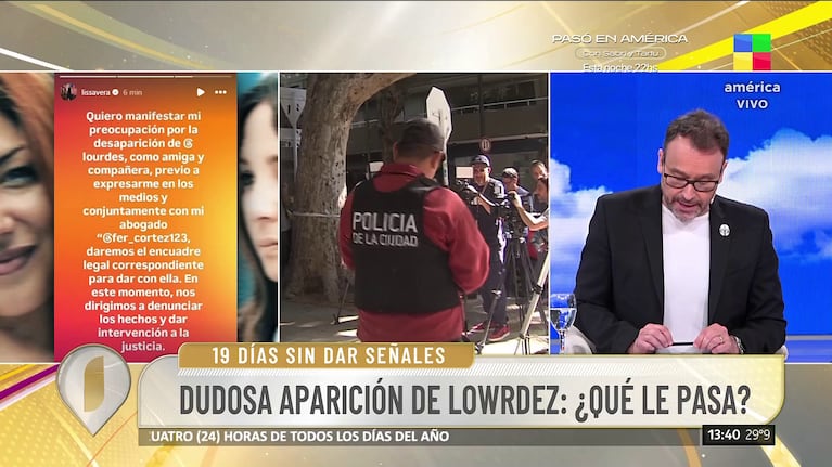Los efectivos esperan la orden para ingresar al departamento del ex de Lowrdes Fernández (Foto: captura de América).