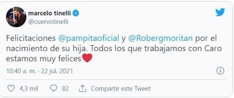 Los emotivos mensajes de los famosos por el nacimiento de la hija de Pampita: "Bienvenida"