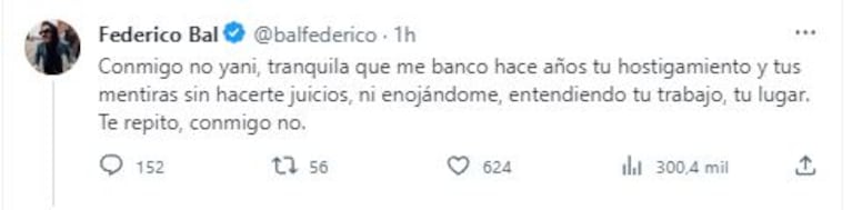 Los escandalosos tweets de Fede Bal y Yanina Latorre  (Foto: captura Twitter @balfederico y @yanilatorre)
