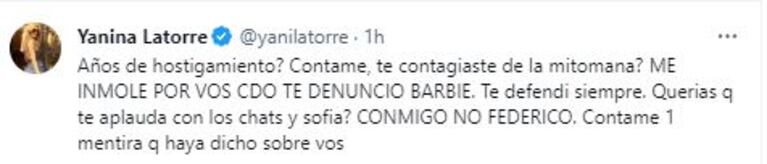 Los escandalosos tweets de Fede Bal y Yanina Latorre  (Foto: captura Twitter @balfederico y @yanilatorre)