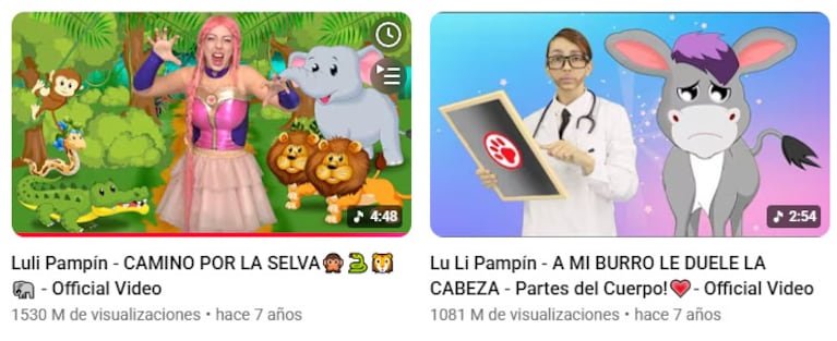 Los éxitos arrasadores de Luli Pampín en YouTube con más de 1 billón de reproducciones, gracias a sus más de 21 millones de suscriptores.