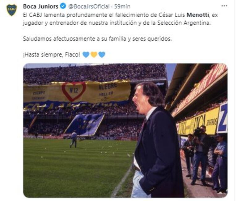 Los famosos despidieron a César Luis Menotti en las redes sociales