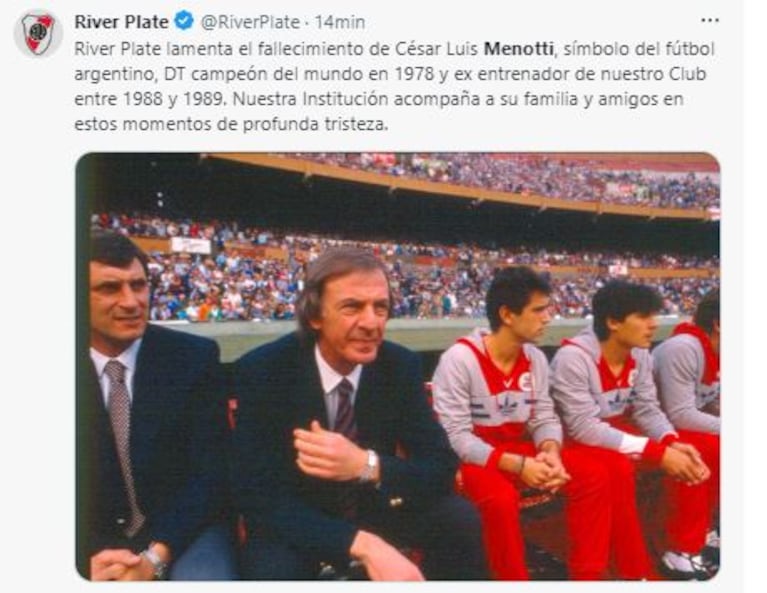 Los famosos despidieron a César Luis Menotti en las redes sociales