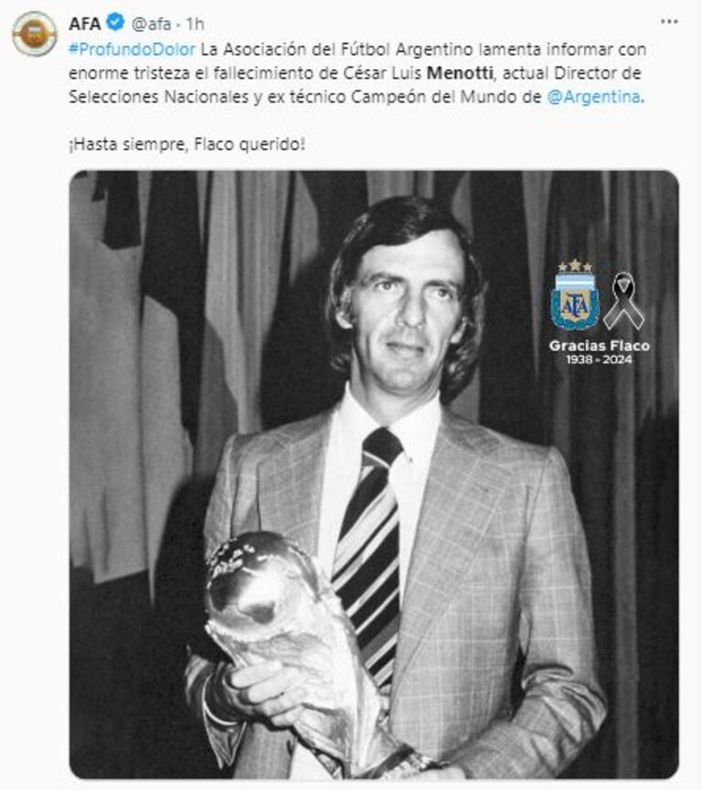 Los famosos despidieron a César Luis Menotti en las redes sociales