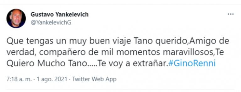 Los famosos despidieron a Gino Renni a través de las redes: sus emotivos mensajes