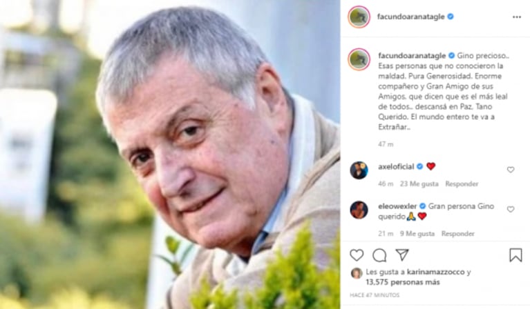 Los famosos despidieron a Gino Renni a través de las redes: sus emotivos mensajes