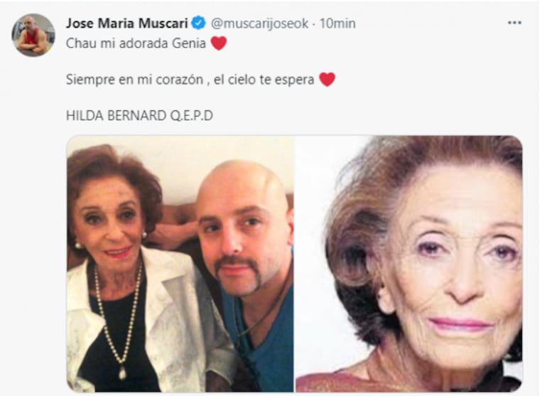 Los famosos despidieron con cariño a Hilda Bernard en las redes sociales