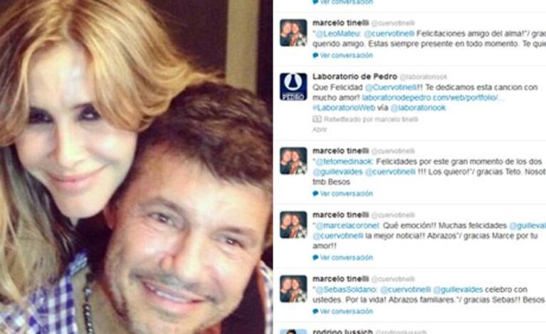 Los famosos saluderon a Marcelo Tinelli por el embarazo de Guillermina Valdés. (Fotos: Twitter)